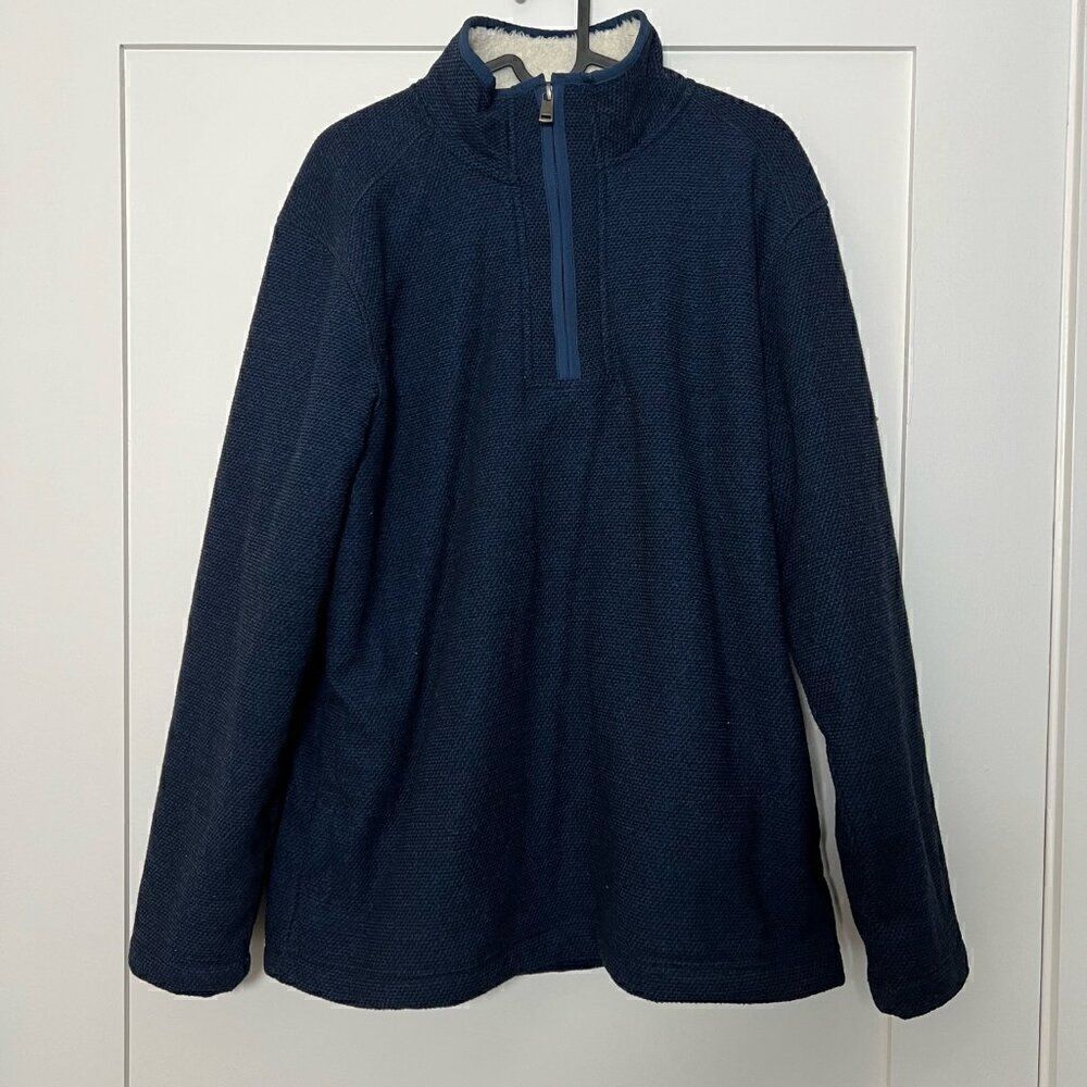 ORVIS Sweater Mens Sz M Blue 1/4 Zip Sherpa Long Sleeve Casual Outdoor Cozy